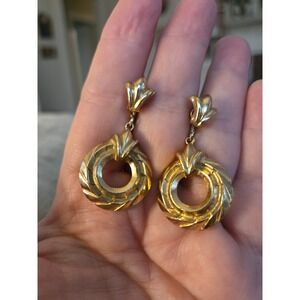 Coro Doorknocker Earrings Screwback Goldtone Vintage